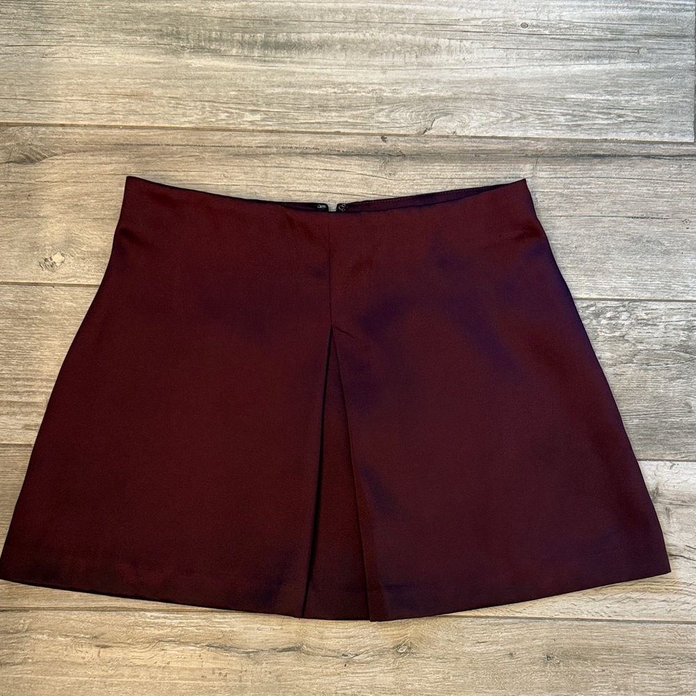 H&M Satin Burgundy Mini Skirt